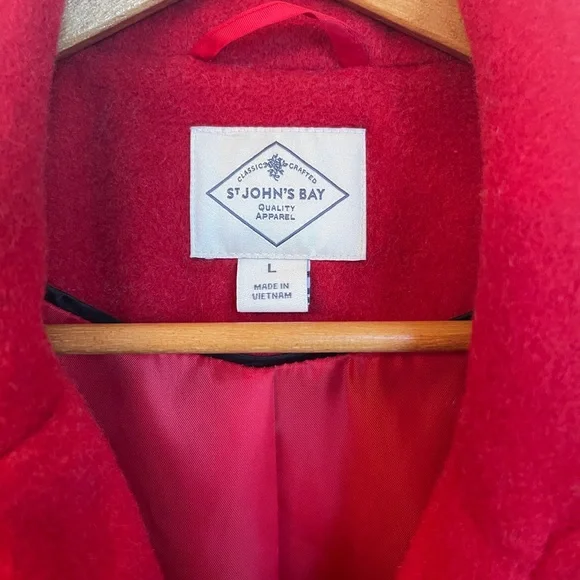 St. John's Bay Red Wool-Blend Peacoat – Size Large - Picture 5 of 13